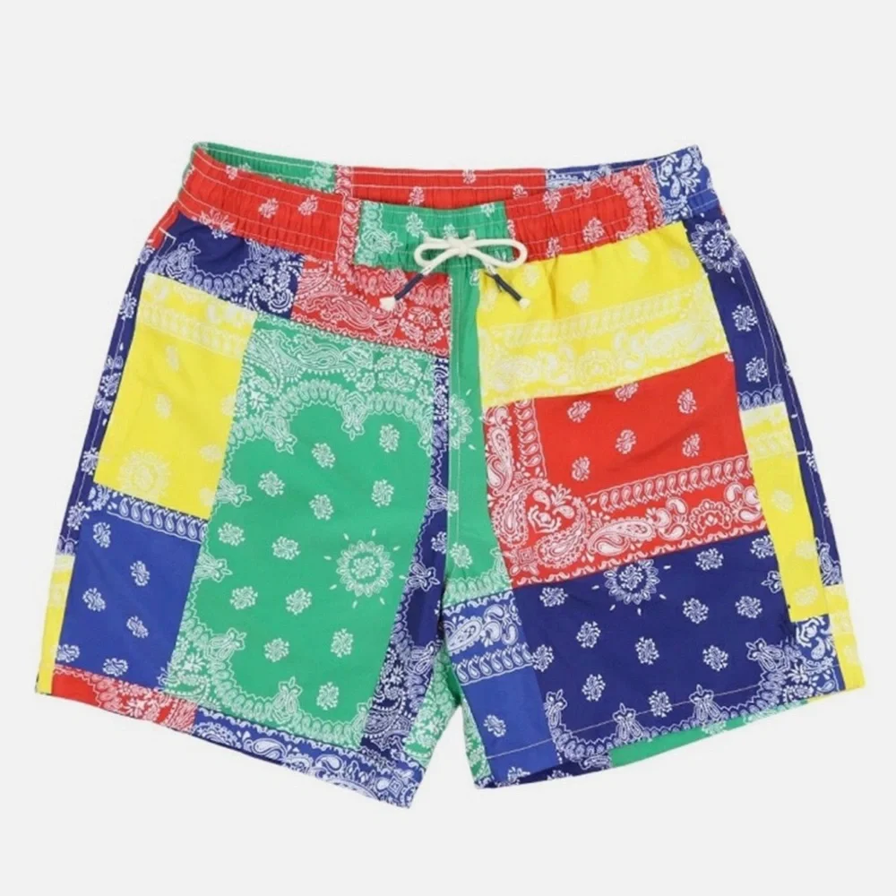 Polo Ralph Lauren Bandana Patchwork Print Multicolor Swimsuit Swim Shorts - Picture 1 of 13